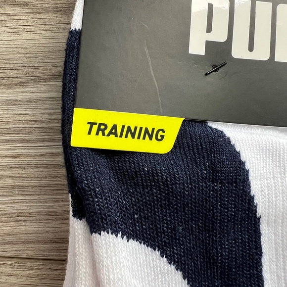 6 Pair Puma Men Training-style Low Cut Socks White-Blue Large Sock 10-13 - Picture 6 of 6